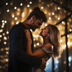 young woman holding a cocktail glass and laughing with her friends at a table, upscale nightclub.